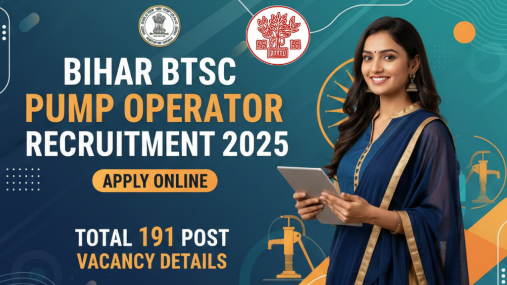 Bihar BTSC Pump Operator Recruitment 2026 : Notification Out For 191 Post, Apply Online 10 Bihar BTSC Pump Operator Recruitment 2026